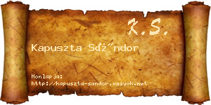 Kapuszta Sándor névjegykártya